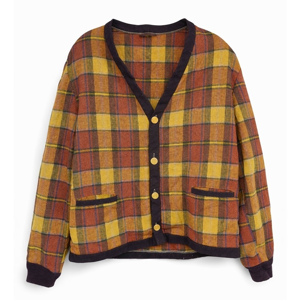 Vintage 70s Field & Stream Sz 40 Yellow Plaid 100% Wool Shacket‎ Heritage